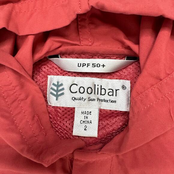 COOLIBAR UPF 50 Hooded Long Sleeve Top in Washed Red Sz 2 2T Kids Lightweight - Picture 3 of 4
